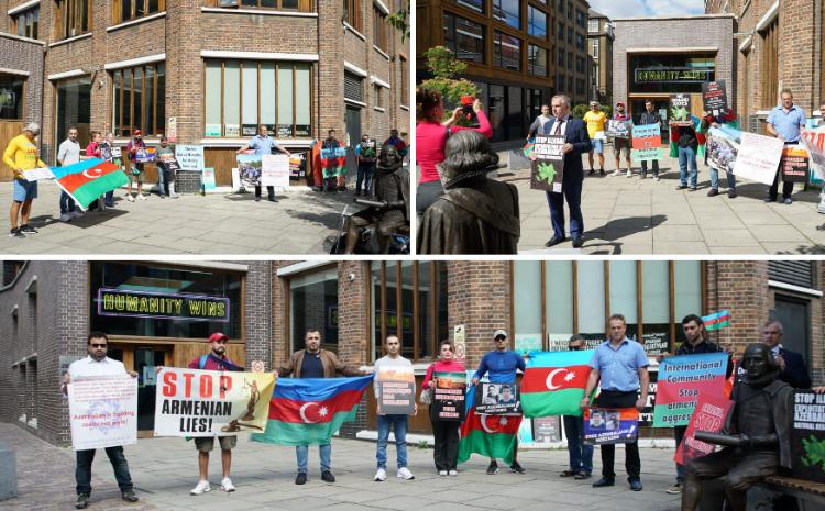 Azerbaijani Community in London protested in front of Amnesty International office 
