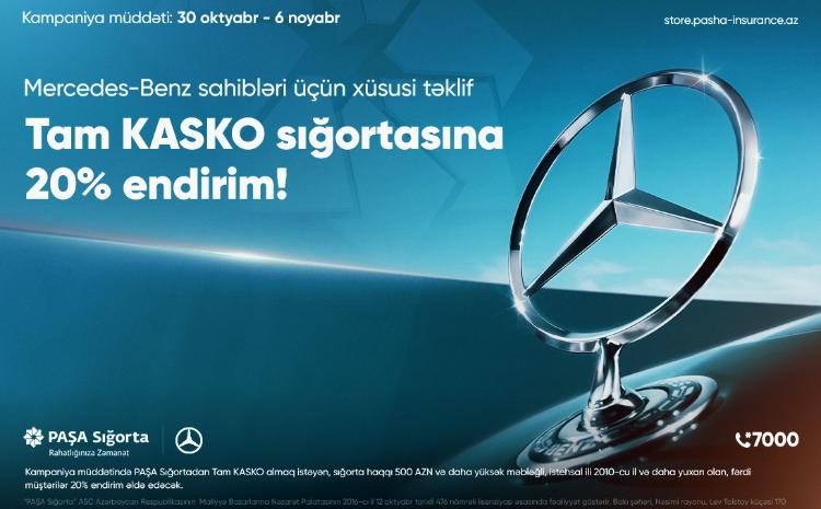 PAŞA Sığortadan Mercedes-Benz sürücüləri üçün Tam KASKO sığortası üzrə yeni kampaniya başladı 
