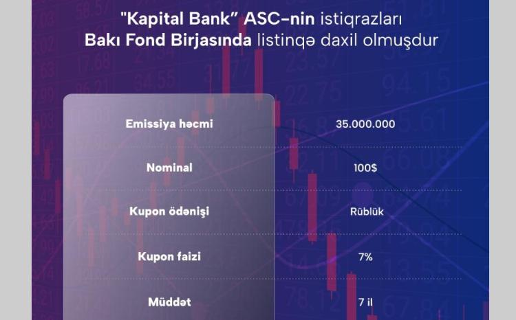 "Kapital Bank" ASC-nin istiqrazları Bakı Fond Birjasında listinqə daxil olmuşdur 