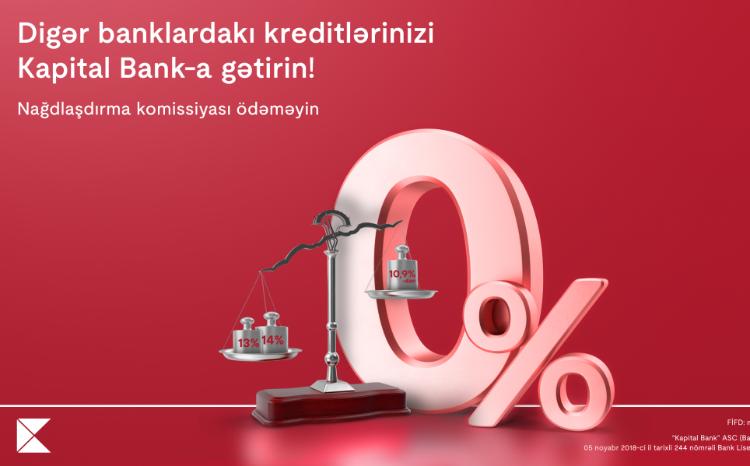 Transfer your loans to Kapital Bank and get a loan without cash withdrawal commission 