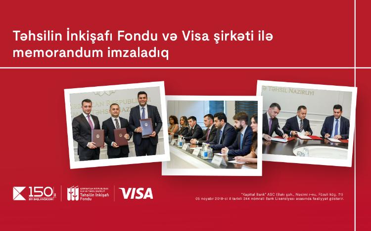 Kapital Bank, Təhsilin İnkişafı Fondu və “Visa” şirkəti arasında memorandum imzalandı 