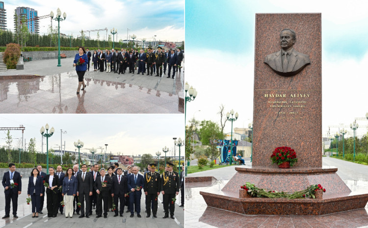 Speaker of Milli Majlis Sahiba Gafarova Visits Heydar Aliyev Square in Toshkent 