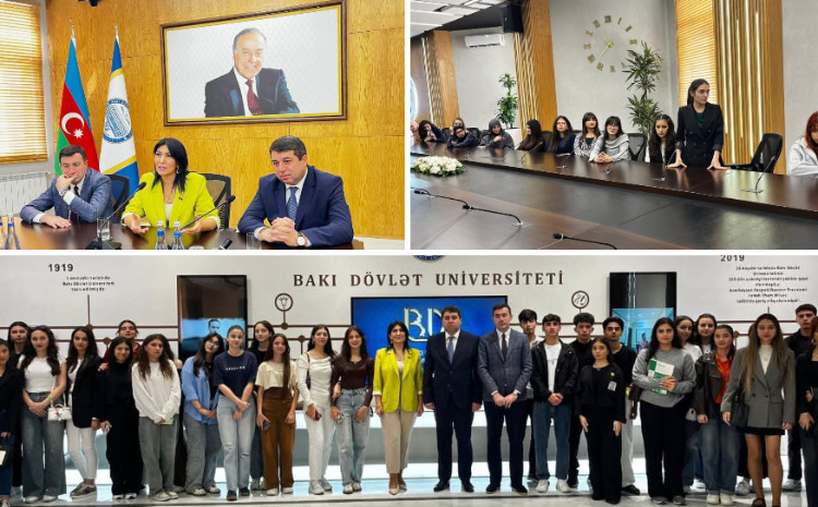 Deputat Elnarə Akimova "Ümummilli Lider Heydər Əliyev mühazirələri" layihəsi çərçivəsində tələbələrlə görüşdü 