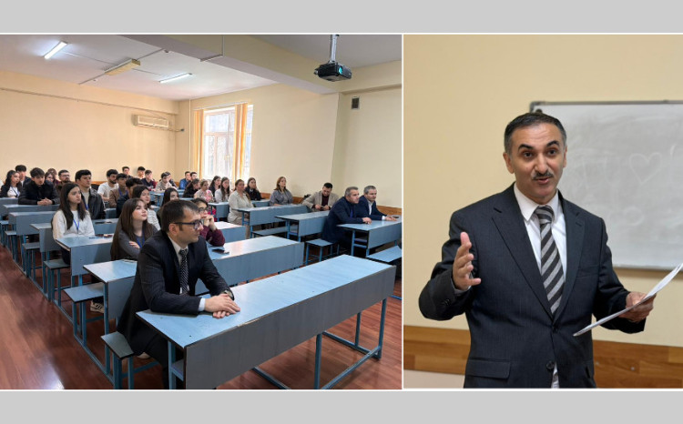 İİTKM-in İcraçı direktorunun müavini BDU tələbələrinə Azərbaycanın yaşıl enerji potensialına dair ustad dərsi keçib 