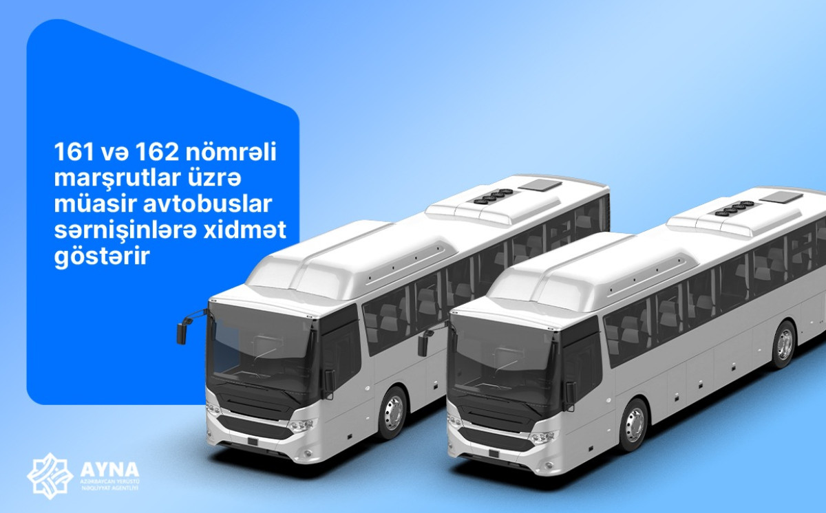 161 və 162 nömrəli marşrutlar üzrə müasir avtobuslar sərnişinlərə xidmət göstərir 
